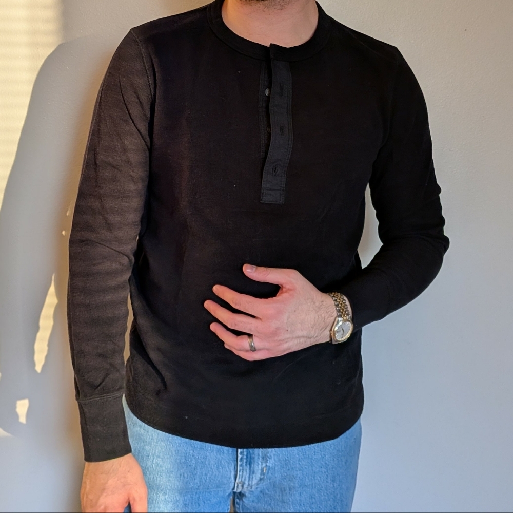 Banana Republic |  Black Double-Knit Henley (S)